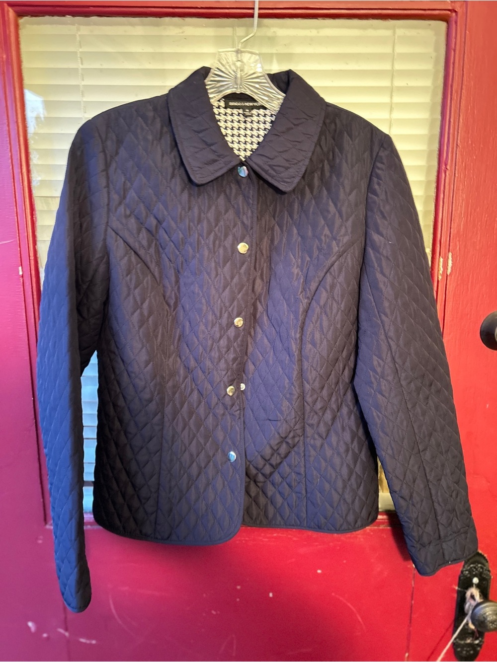 quilted navy jacket